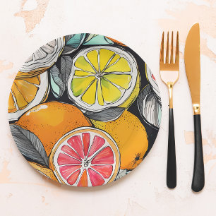 Colourful Citrus Paper Plate
