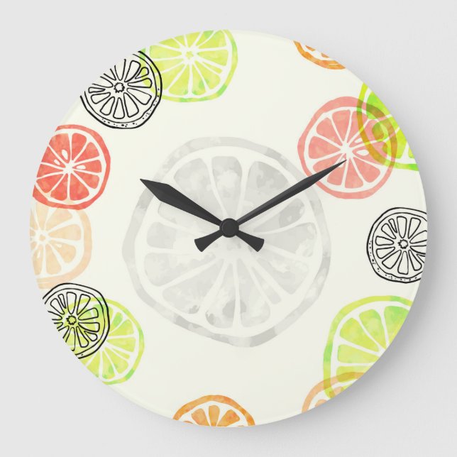 Colourful Citrus Slice Wall Clock – Summer Fruit D (Front)