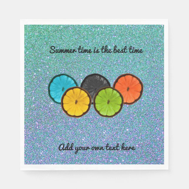 Colourful Citrus Slices Paper Napkins (Front)