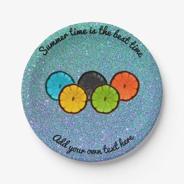 Colourful Citrus Slices Paper Party Plates (Front)