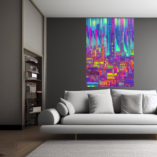 Colourful city   AI Art  Poster