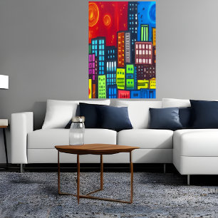 Colourful city art AI Art Poster