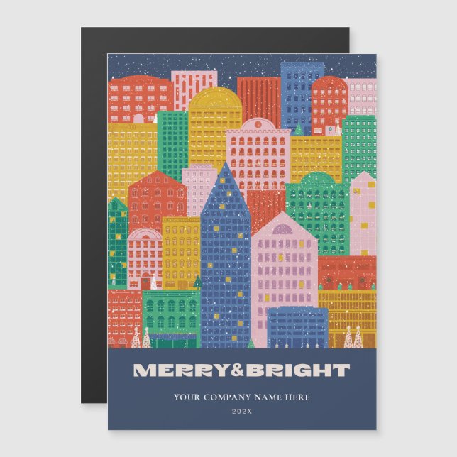 Colourful City in Winter Coroporate Holiday Card (Front/Back)