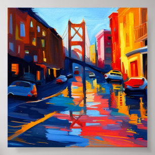 Colourful City poster with Bridge