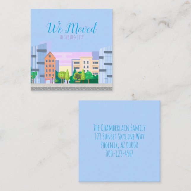 Colourful City Skyline We Moved Home Address Chang Square Business Card (Front/Back)