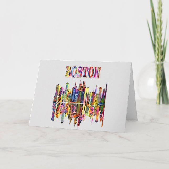 Colourful Cityscape of Boston Card (Front)