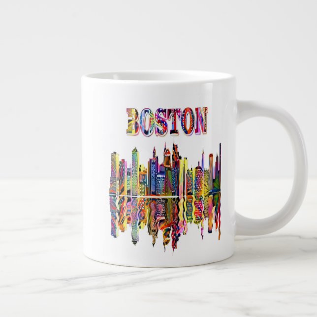 Colourful Cityscape of Boston Giant Coffee Mug (Right)