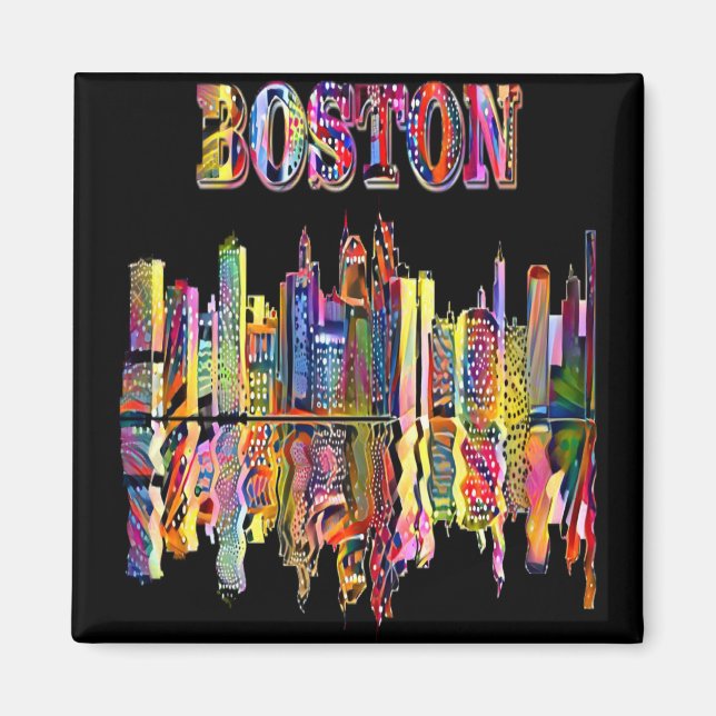 Colourful Cityscape of Boston Magnet (Front)
