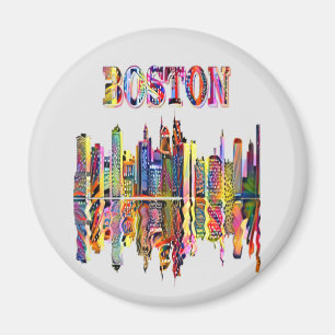 Colourful Cityscape of Boston Magnet