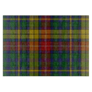 Colourful Clan Buchanan Plaid Glass Cutting Board