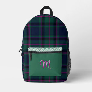 Colourful Clan Cooper Plaid Monogrammed Printed Backpack