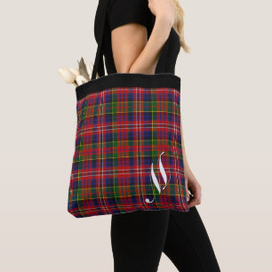 Colourful Clan MacPherson Plaid Monogrammed Tote Bag