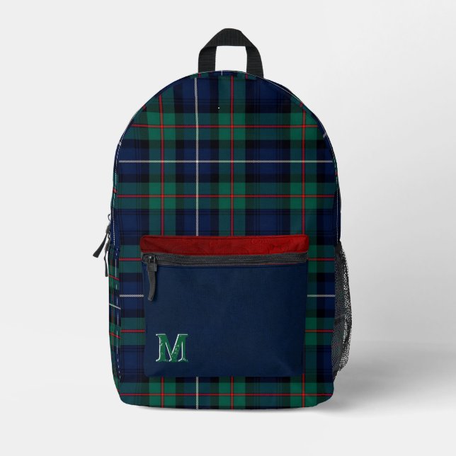 Colourful Clan Robertson Plaid Monogrammed  Printed Backpack (Front)