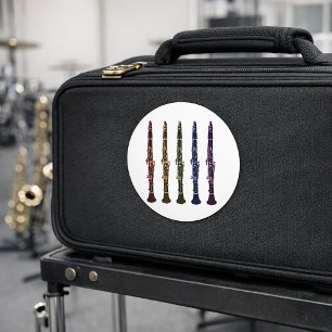 Colourful Clarinet Lineup Woodwind Music Lover Gif Classic Round Sticker