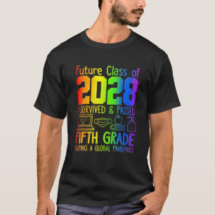Colourful Class Of 2028 Fifth Grade Back To School T-Shirt
