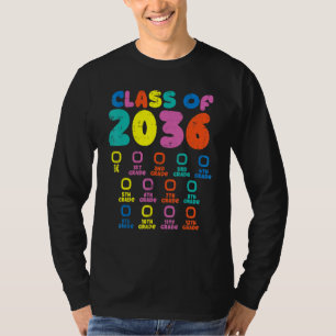 Colourful Class Of 2036 Checklist Kindergarten Gro T-Shirt