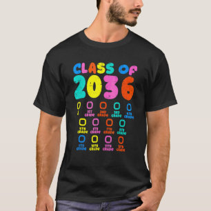 Colourful Class Of 2036 Grow With Me Checklist Gra T-Shirt
