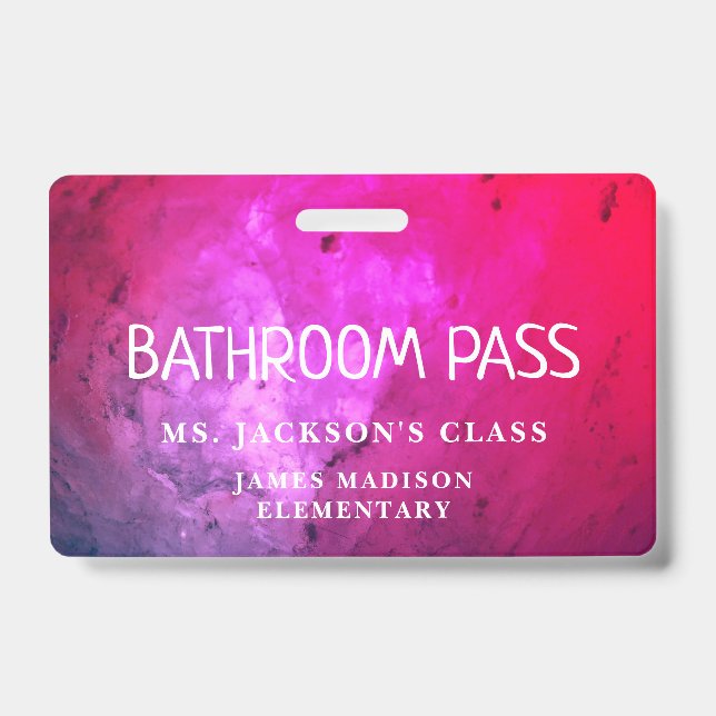 Colourful Classic Back To School Bathroom Hall Pas ID Badge (Front)