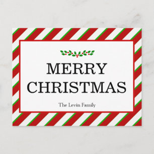 Colourful Classic Merry Christmas Holiday Postcard