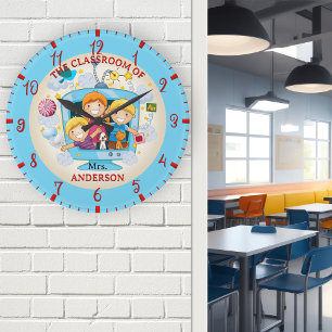 Colourful Classroom Teacher  Round Clock