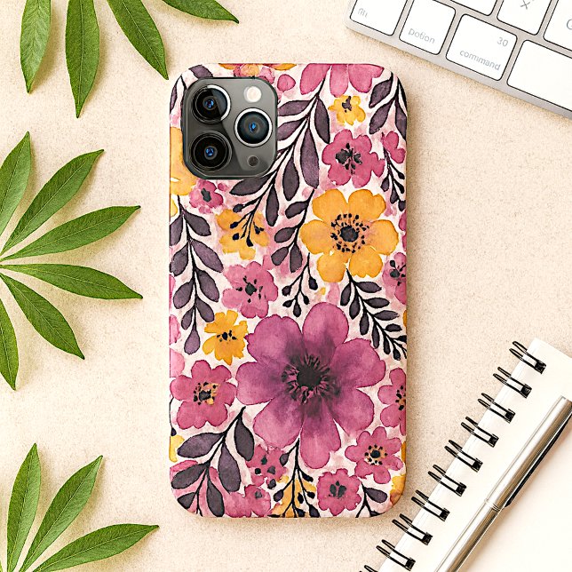 Colourful Classy Delicate Watercolor Flowers iPhone Case (Creator Uploaded)