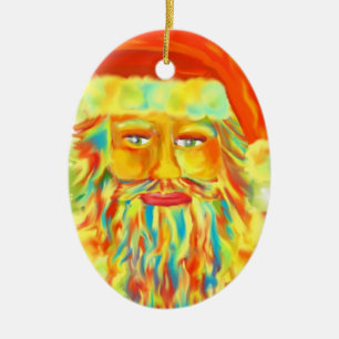"Colourful Claus" Santa Art Personalised Ceramic Tree Decoration