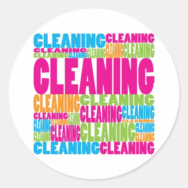 Colourful Cleaning Classic Round Sticker (Front)