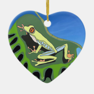 Colourful climbing Tree Frog Ceramic Tree Decoration