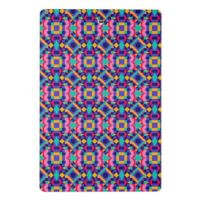 Colourful clipboard features a vibrant geometric  (Back)