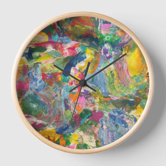 Colourful Clock Aesthetic Abstract Groovy Art Cloc