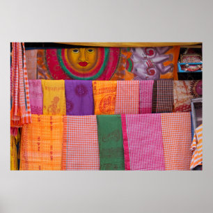 Colourful Cloth At Market Poster