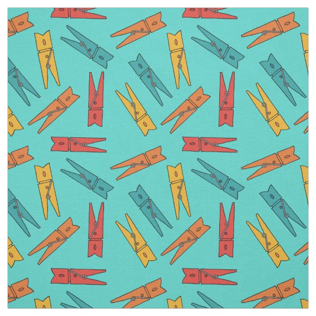 Colourful Clothes Pegs Laundry Room Fabric (Swatch)