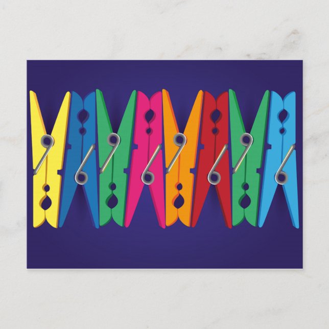 Colourful Clothespins Postcard (Front)
