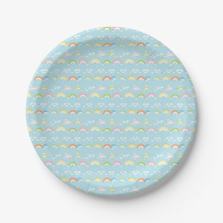 Colourful Cloud and Rainbow Seamless Paper Plate