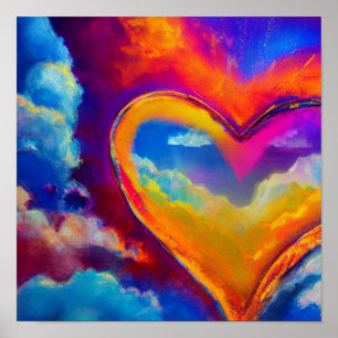 Colourful Cloud Heart Poster