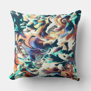 Colourful clouds carved in shades of blue and brow cushion