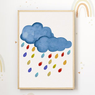  Colourful Clouds Kids Room Poster Nursery Print