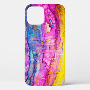 Colourful clouds macro, ink splatter. iPhone 12 case