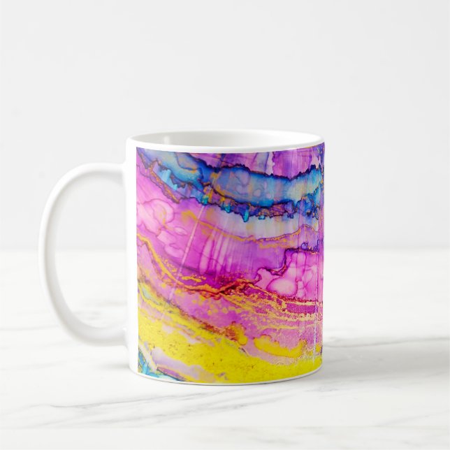 Colourful clouds macro, ink splatter. coffee mug (Left)