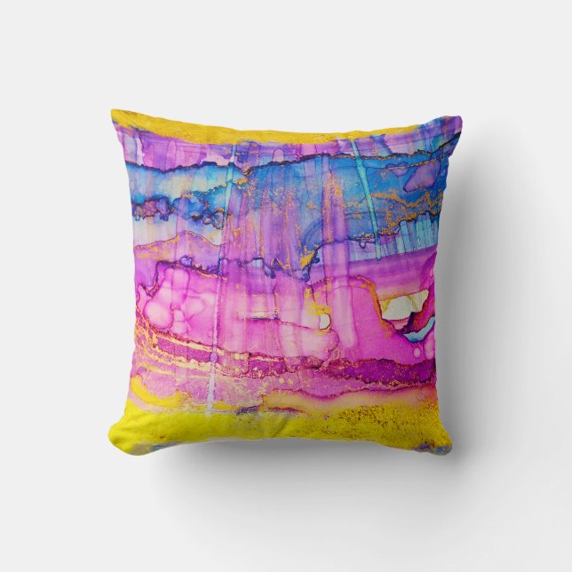 Colourful clouds macro, ink splatter. cushion (Front)