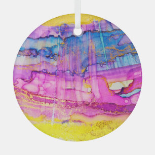 Colourful clouds macro, ink splatter. glass tree decoration