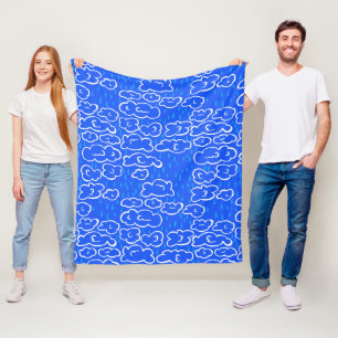 Colourful Clouds Rain Blue Pattern Fleece Blanket