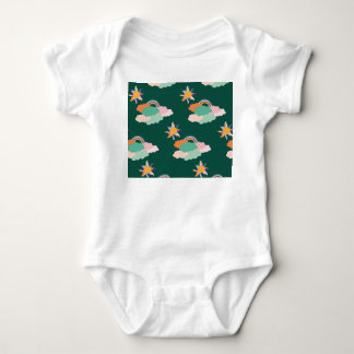 Colourful Clouds Rainbows Seamless Pattern Baby Bodysuit
