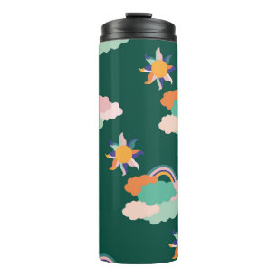 Colourful Clouds Rainbows Seamless Pattern Thermal Tumbler
