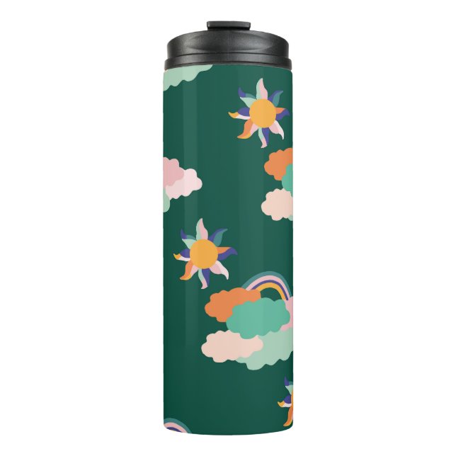 Colourful Clouds Rainbows Seamless Pattern Thermal Tumbler (Front)