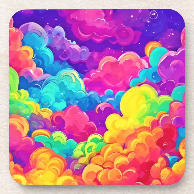 Colourful Cloudscape Art Coaster (Front)