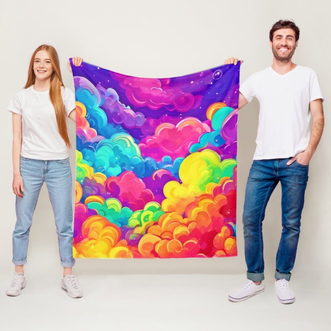 Colourful Cloudscape Art Fleece Blanket (In Situ)
