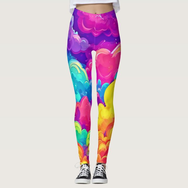 Colourful Cloudscape Art Leggings (Front)