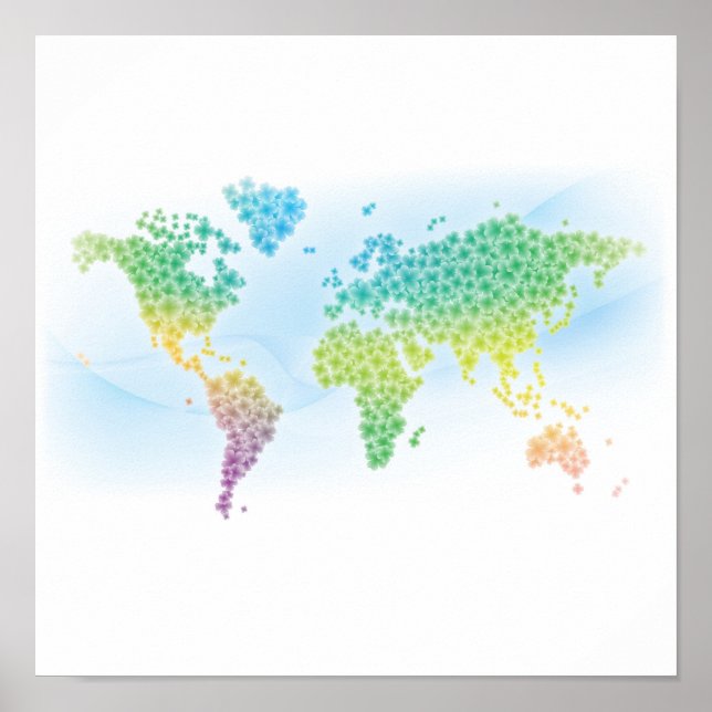Colourful Clover World Map Poster (Front)