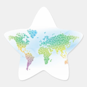 Colourful Clover World Map Star Sticker